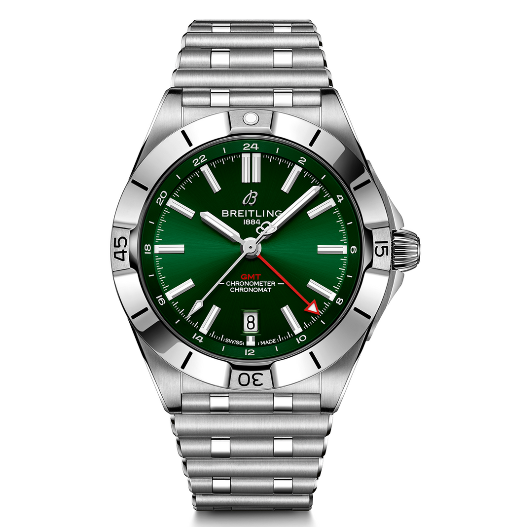 Breitling Chronomat 40mm GMT Watch with Green Dial