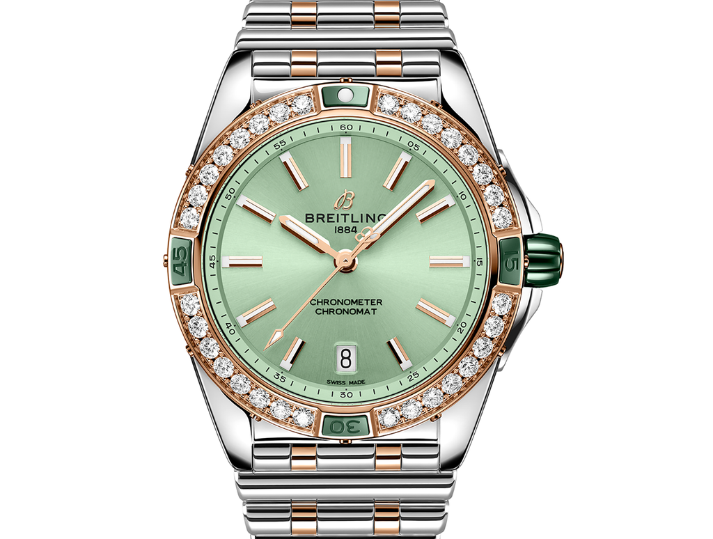 Breitling Super Chronomat 38mm Diamond Watch with Mint Dial