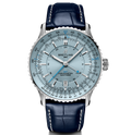 Breitling Navitimer Automatic GMT 41 Watch with Navy Leather Strap