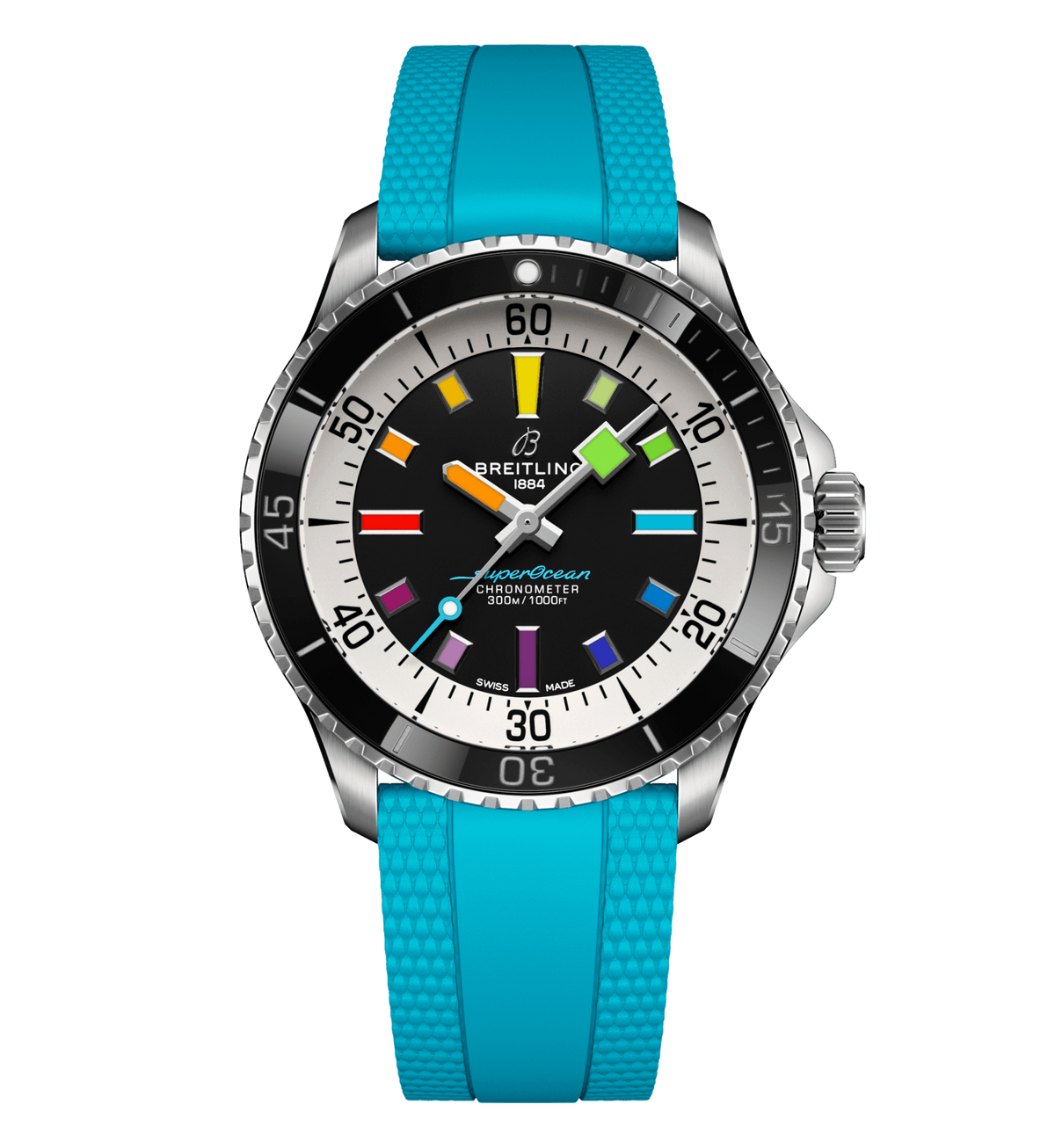 Breitling Superocean Automatic 42 Watch with Turquoise Rubber Strap