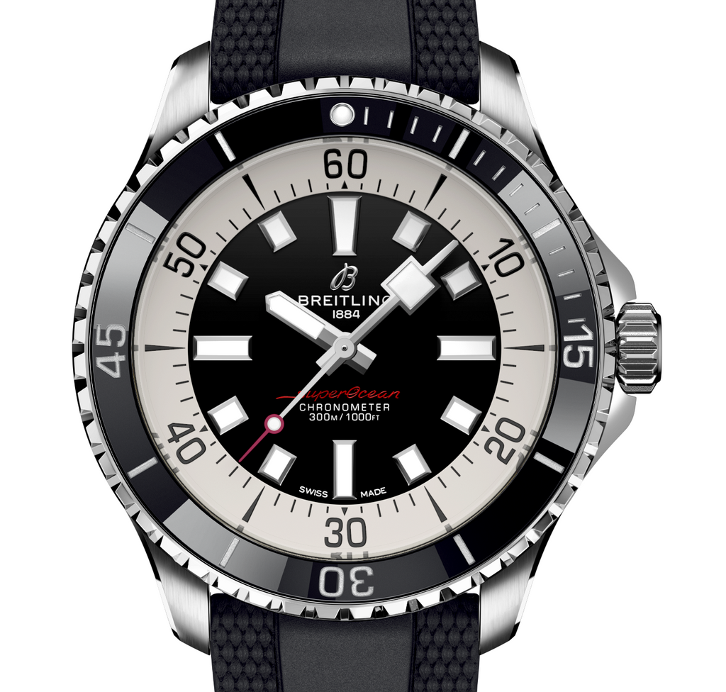 Breitling Superocean Black on Rubber Watch, 44mm