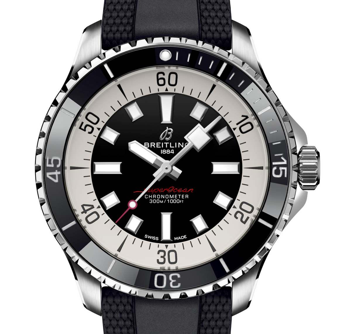 Breitling Superocean Black on Rubber Watch, 44mm