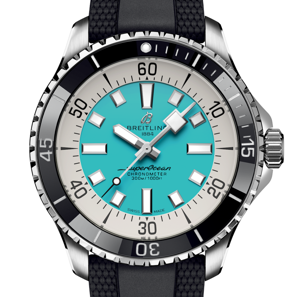 Breitling Superocean Turquoise on Rubber Watch, 44mm