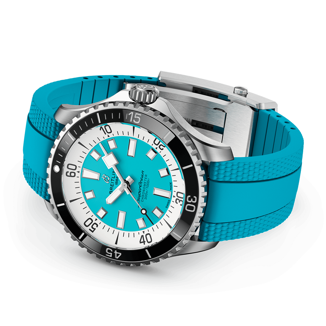 Breitling Superocean Automatic 44 Watch with Turquoise Dial