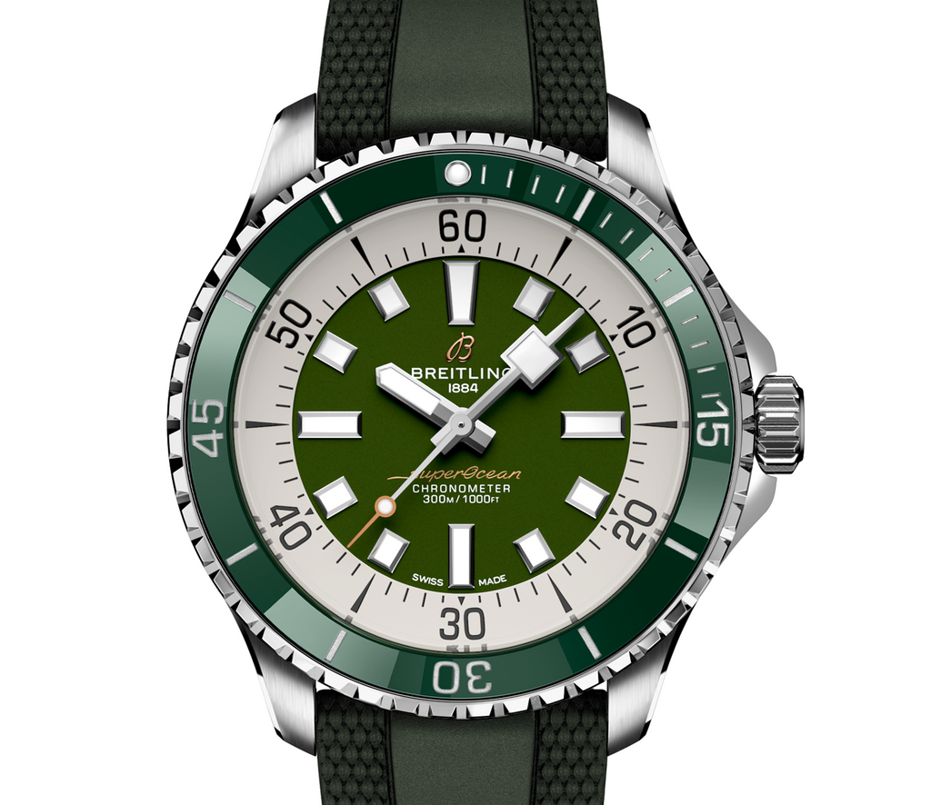 Breitling Superocean Green on Rubber Watch, 44mm