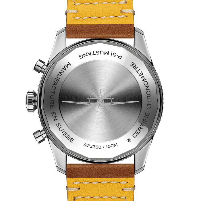 Breitling Classic AVI Chronograph 42 P-51 Mustang Watch with a Gold Brown Leather Strap