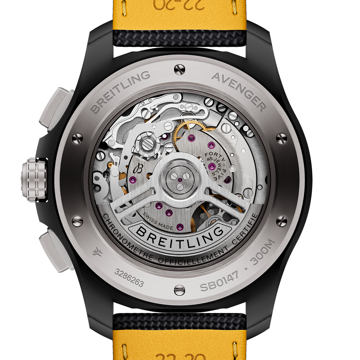 Breitling Avenger B01 Chronograph 44mm Night Mission Watch with Black Carbon Dial