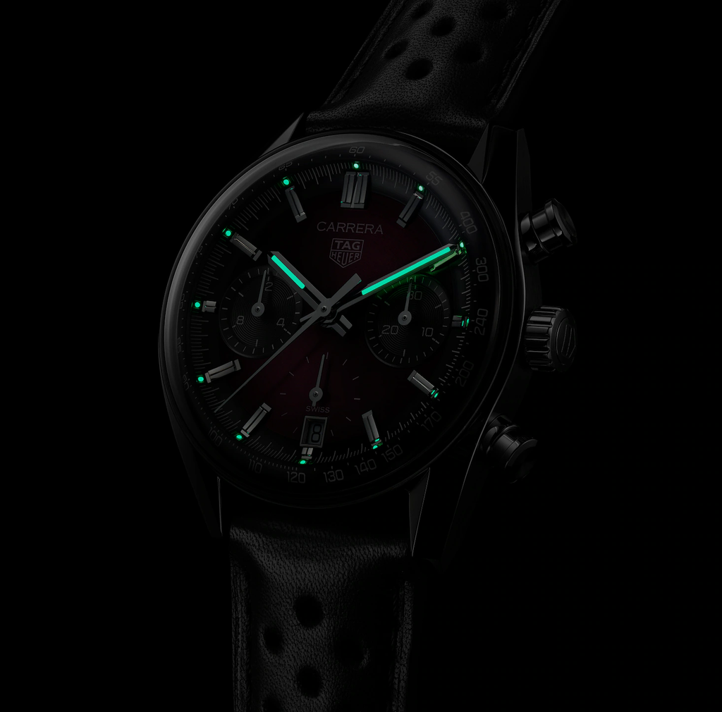 TAG Heuer Carrera Chronograph Watch with Black Leather Strap