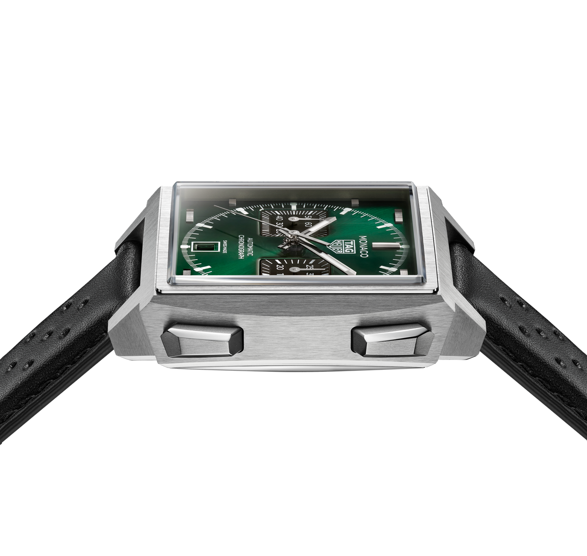 TAG Heuer Monaco Chronograph Watch with Sunray Brushed Green Dial