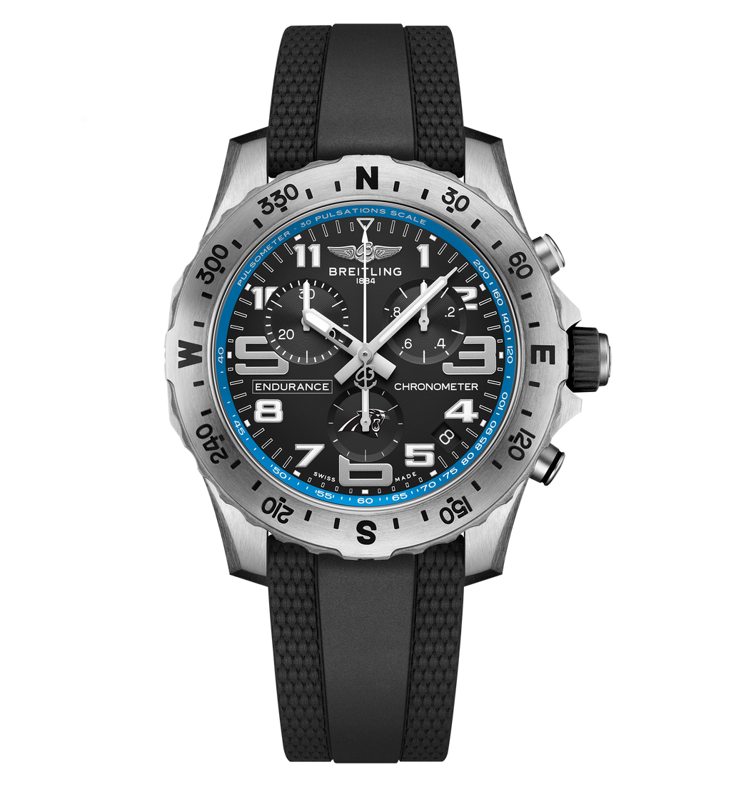 Breitling Endurance Pro 44 NFL Carolina Panthers Edition with Rubber Strap