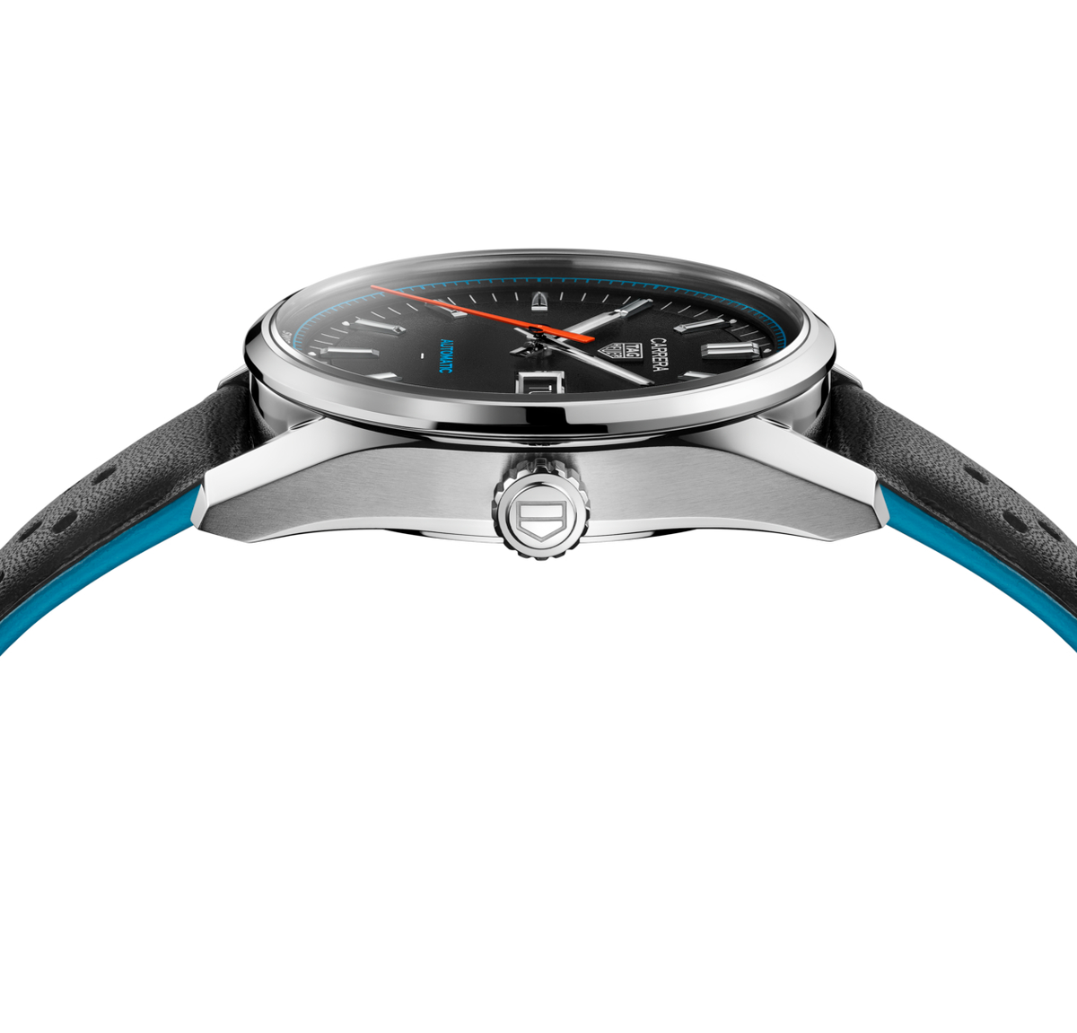 TAG Heuer Carrera Day-Date Watch with Black Leather Strap