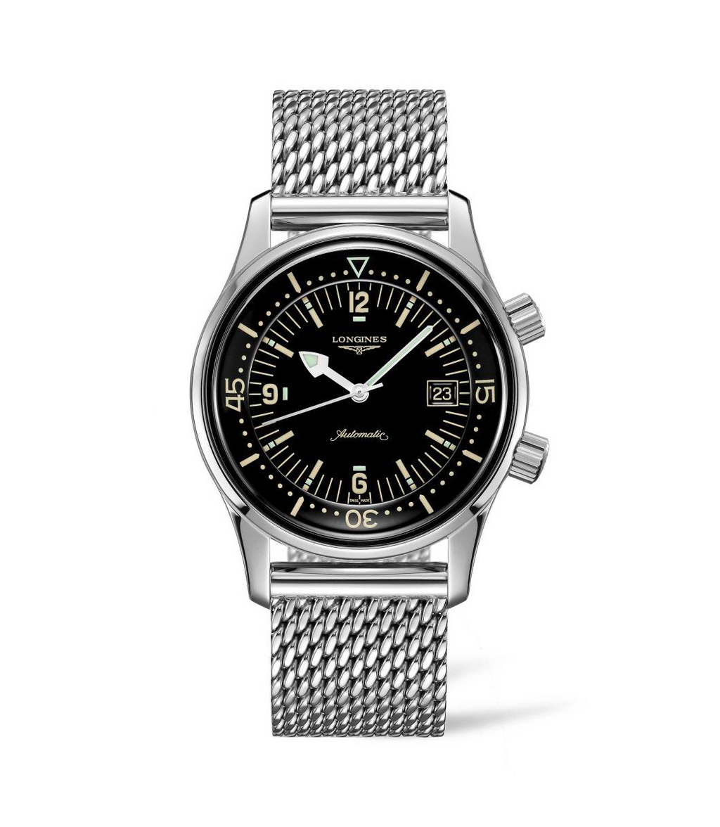 Longines Heritage Legend Collection Diver 42mm Black Dial Mesh Bracelet Gent's Watch