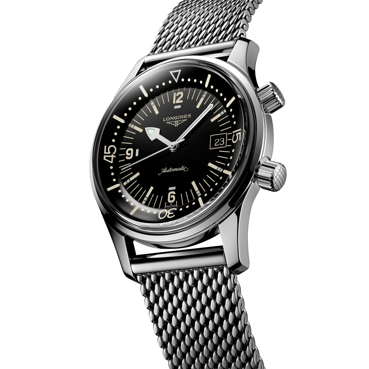 Longines Heritage Legend Collection Diver 42mm Black Dial Mesh Bracelet Gent's Watch