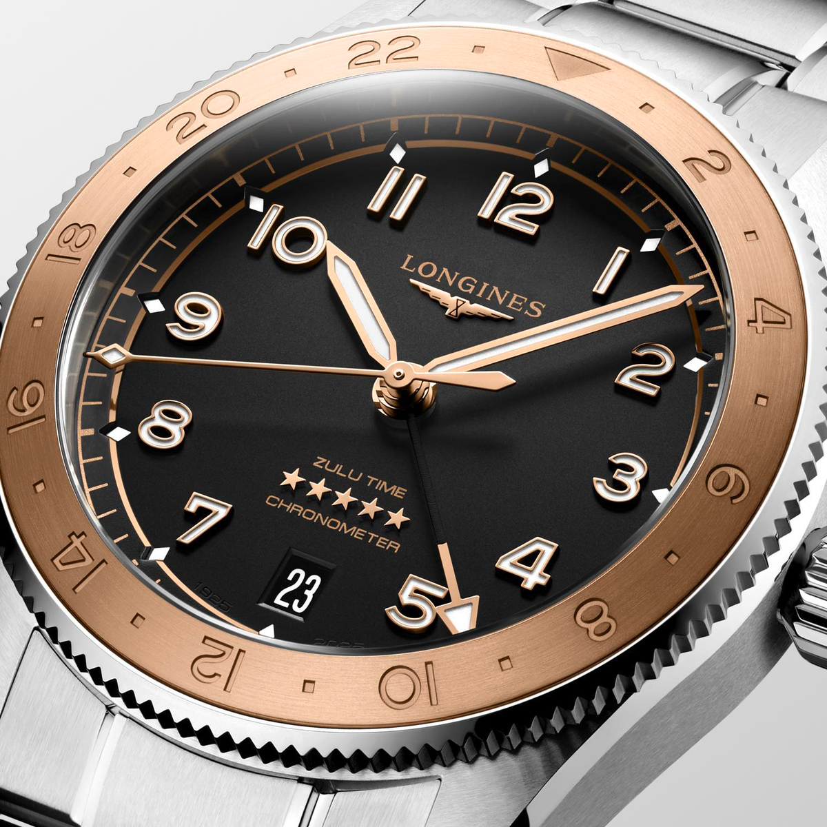 Longines Spirit Zulu Time 1925, 39mm Watch with Black Dial