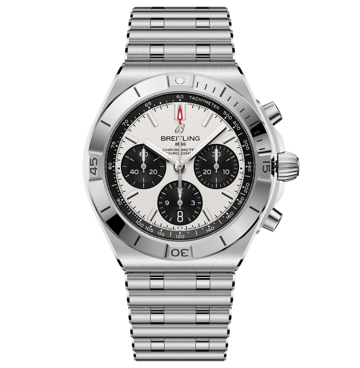 Breitling Chronomat B01 Chronograph 42 Watch with White Panda Dial