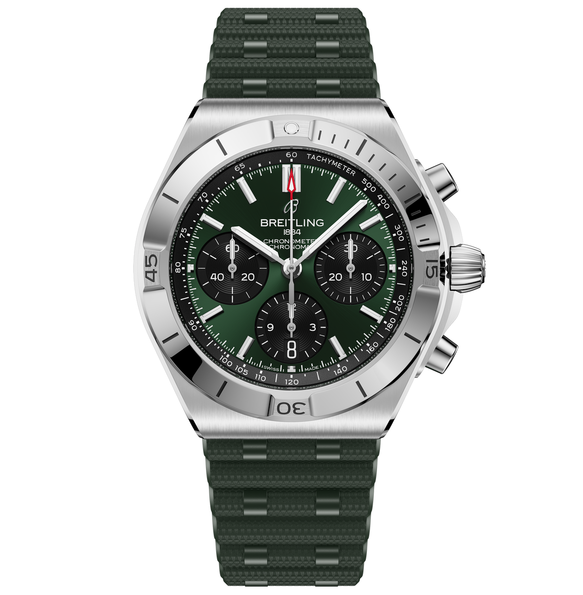 Breitling Chronomat B01 Chronograph 42 Watch with Green Rubber Strap