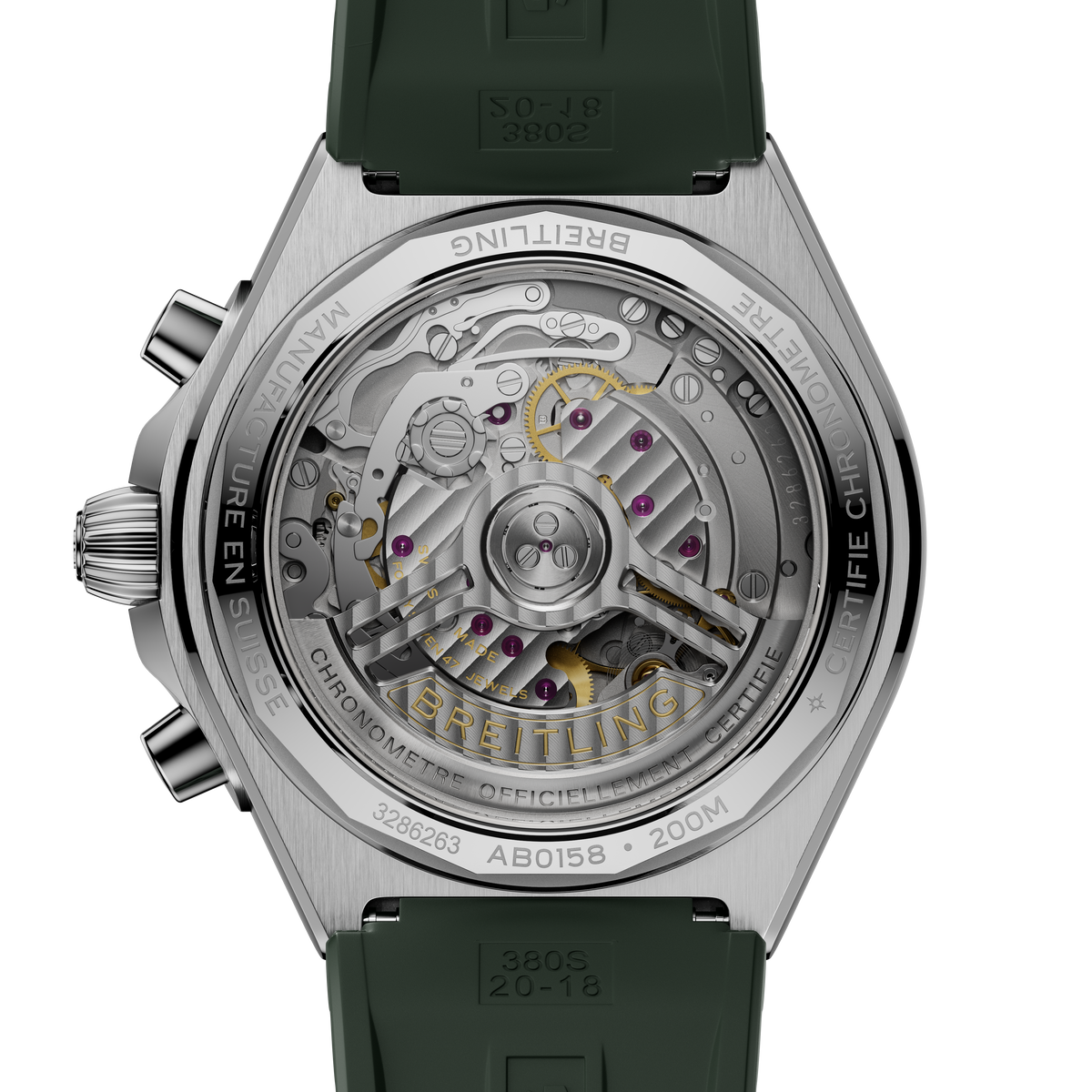 Breitling Chronomat B01 Chronograph 42 Watch with Green Rubber Strap