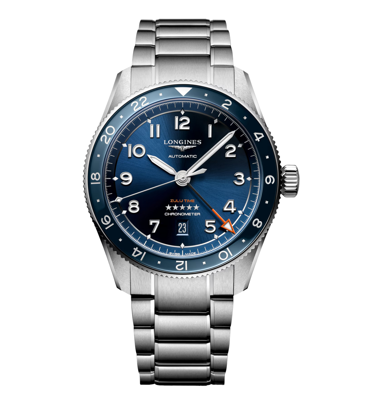 Longines Spirit Zulu Time 42mm Watch with Blue Dial