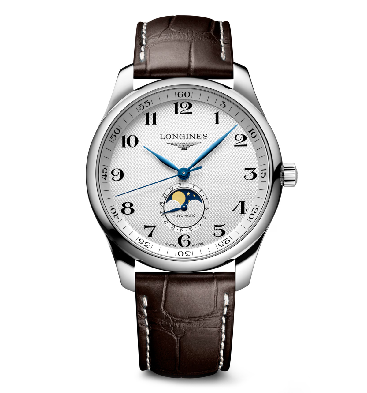Longines Master 42mm Watch with Brown Leather Strap