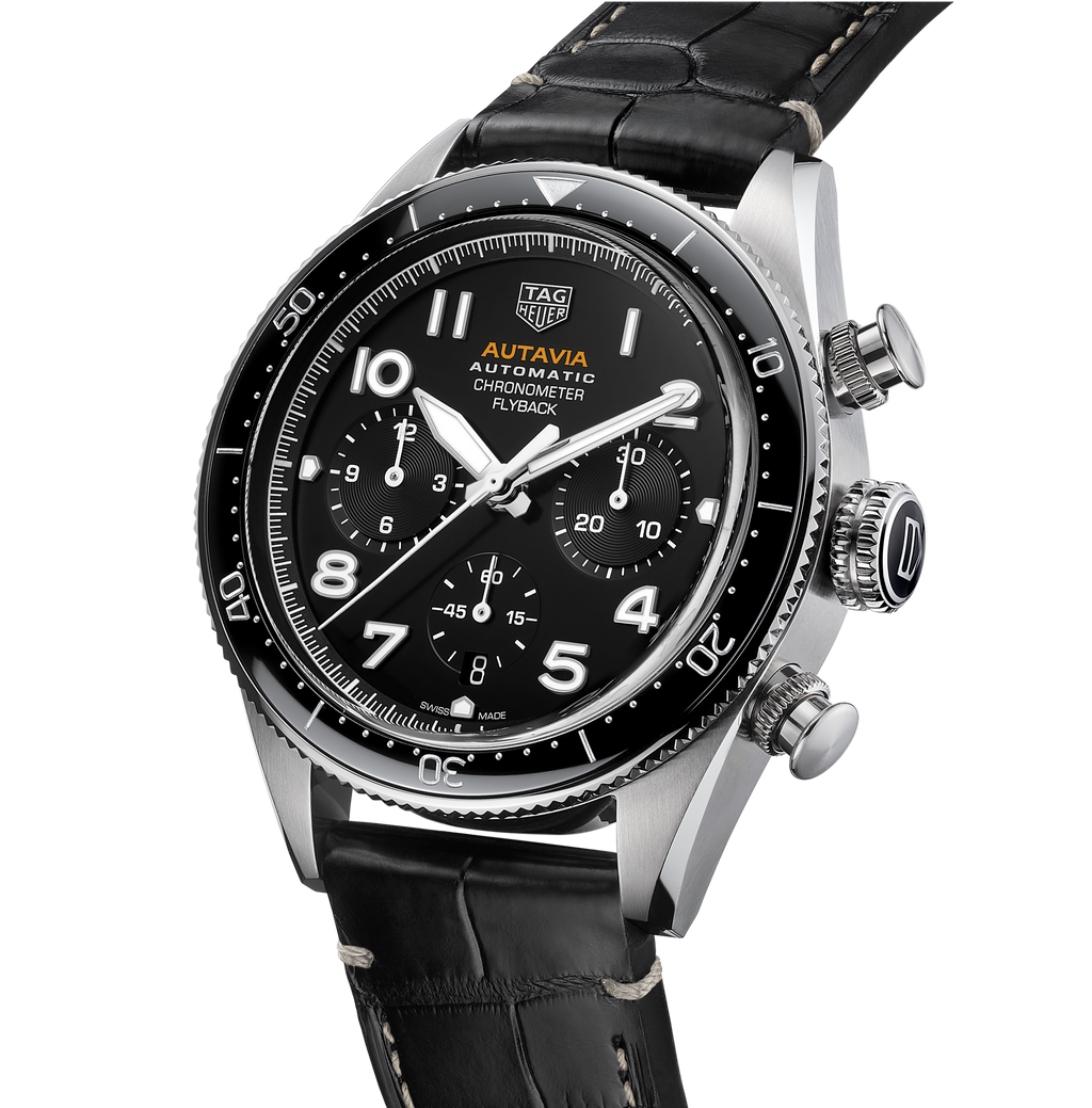 TAG Heuer Autavia Flyback Chronometer Watch with Black Leather Strap