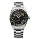 Longines Spirit Zulu Time 39mm Watch with Green Bezel