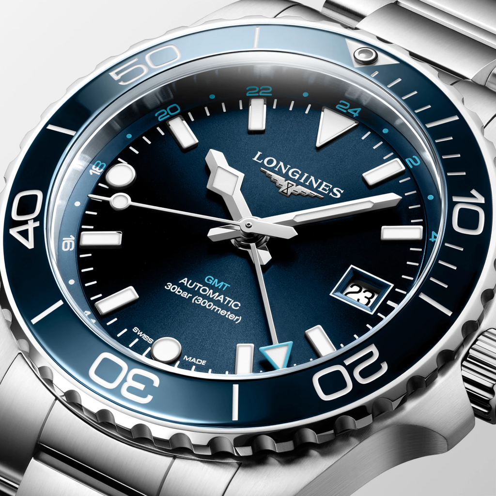 Longines Hydroconquest GMT 41mm Watch with Sunray Blue Dial