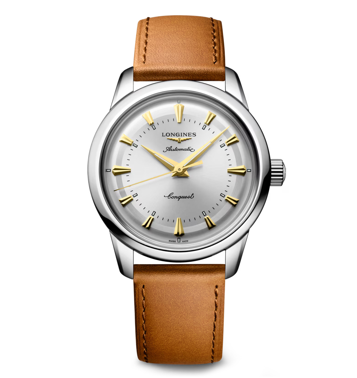 Longines Conquest Heritage 38mm Watch with Brown Leather Strap
