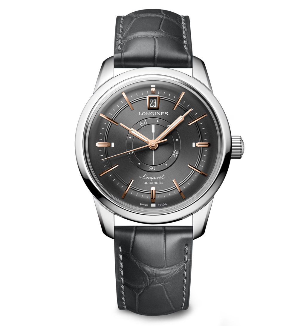 Longines Conquest Heritage Central Power Reserve 38mm Watch with Gray Dial