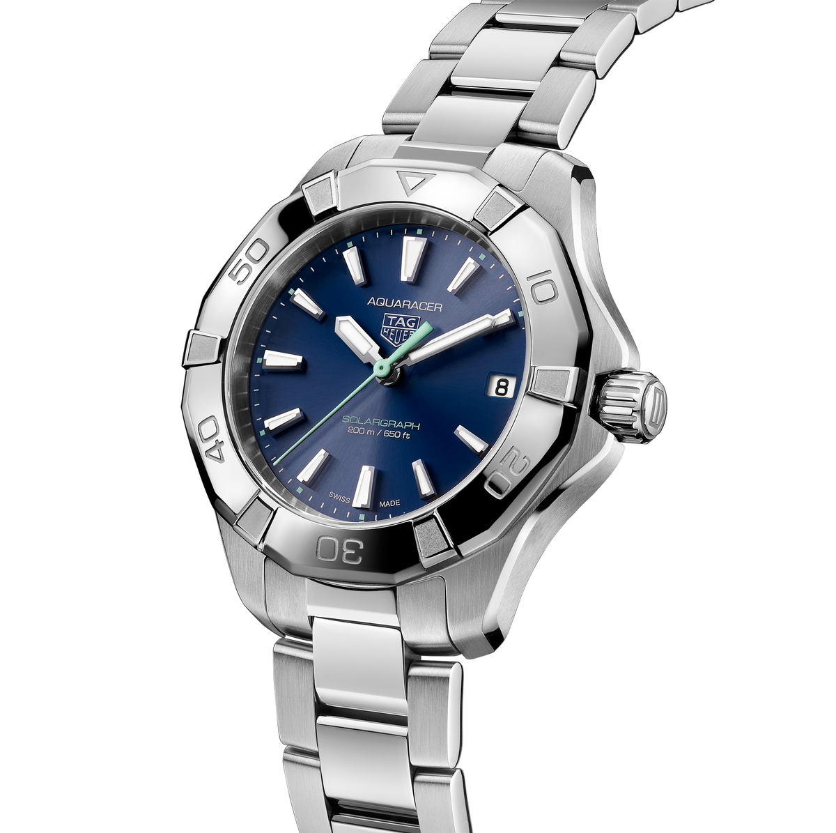 TAG Heuer Aquaracer Professional 200 Solargraph Watch with Blue Sunray Brushed Dial