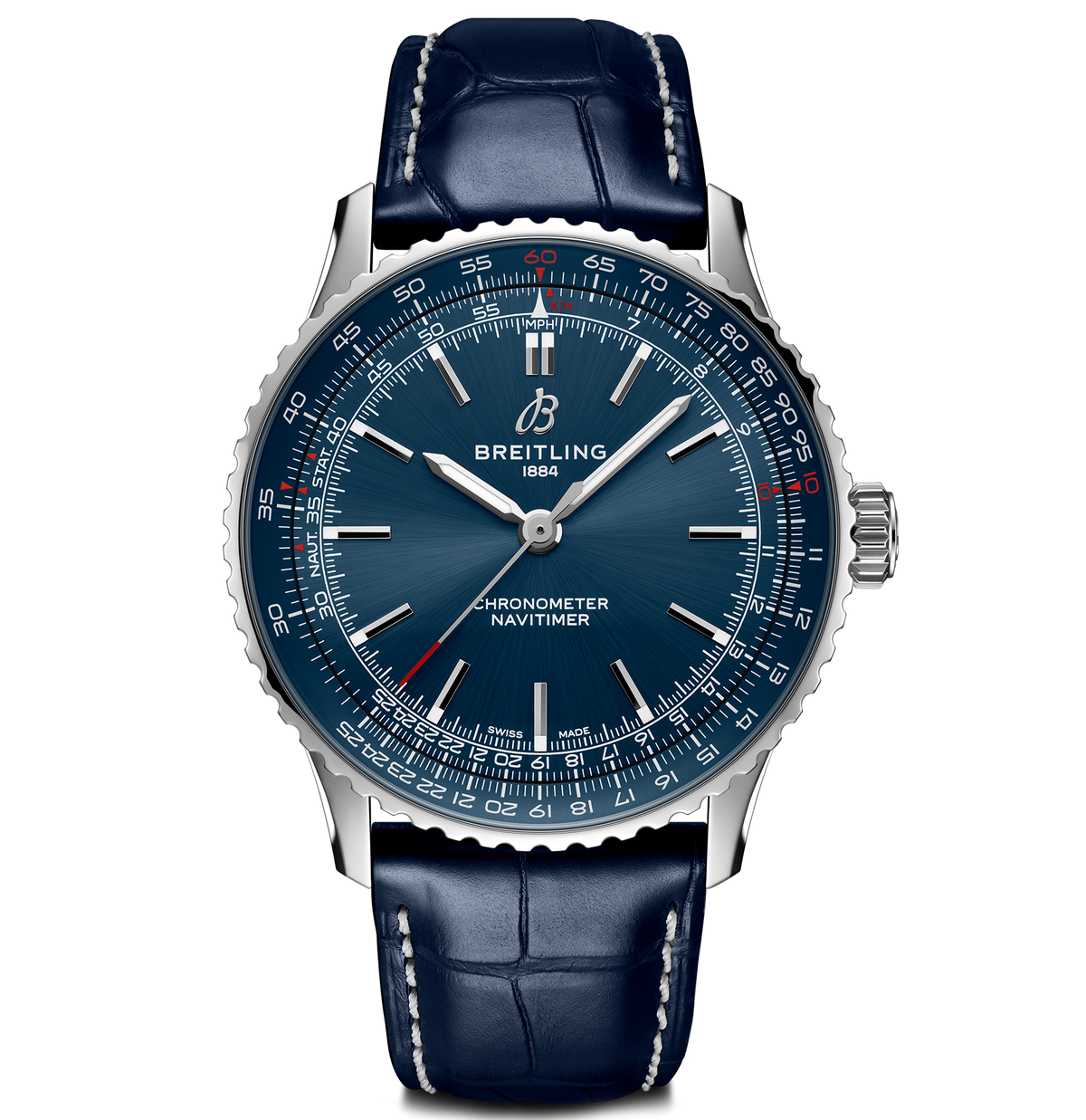 Breitling Navitimer Automatic 41 Watch with Navy Leather Strap