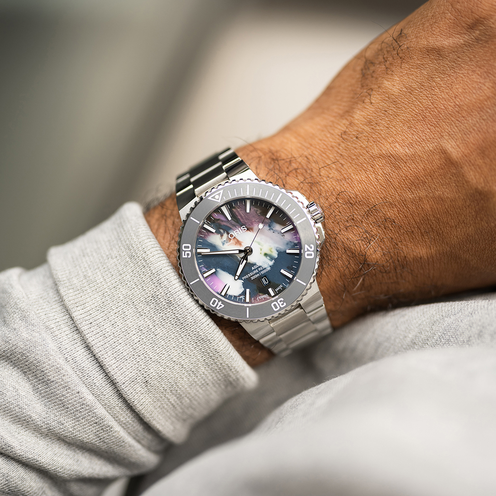 Oris Aquis Date Upcycle Watch with Multicoloured Dial, 43.50mm