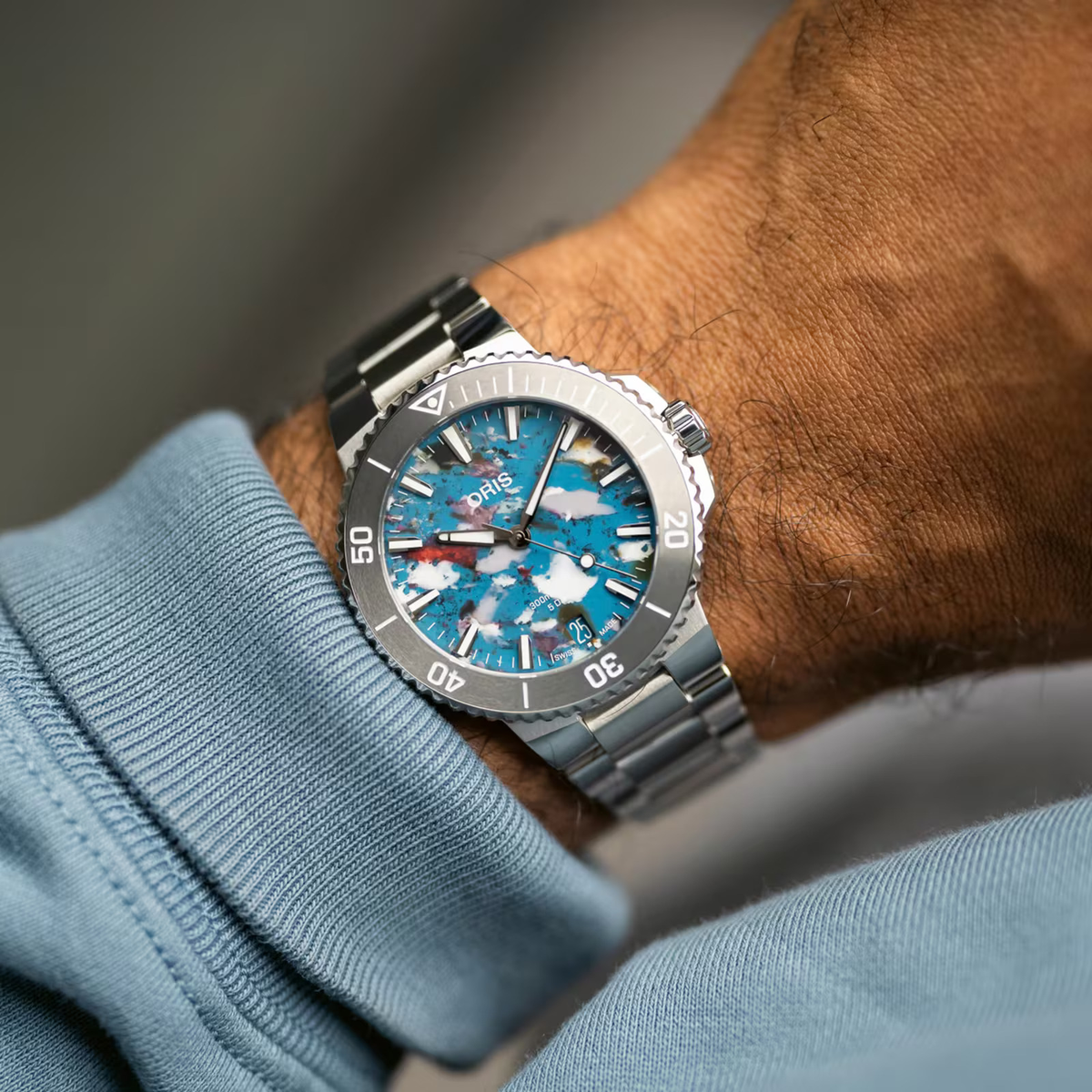 Oris Aquis Date Upcycle Calibre 400 Watch with Stainless Steel Bracelet, 43.50mm