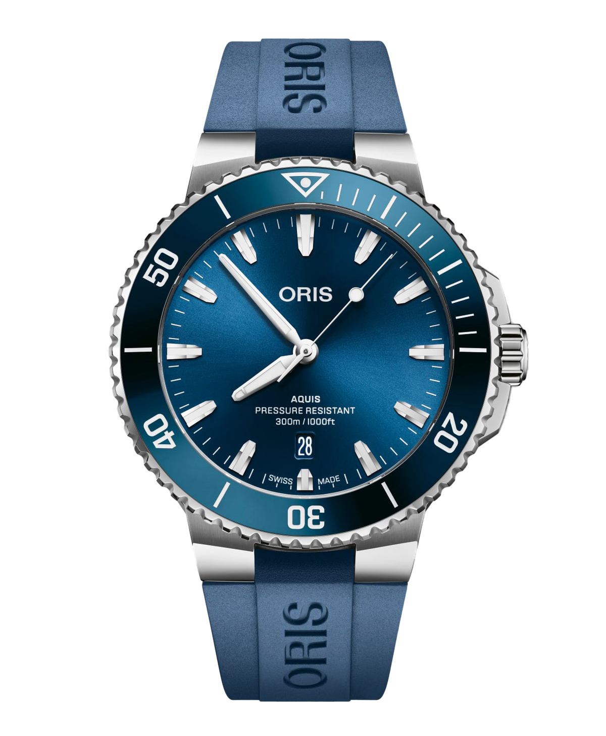 Oris Aquis Date Watch with Blue Rubber Strap, 43.50mm