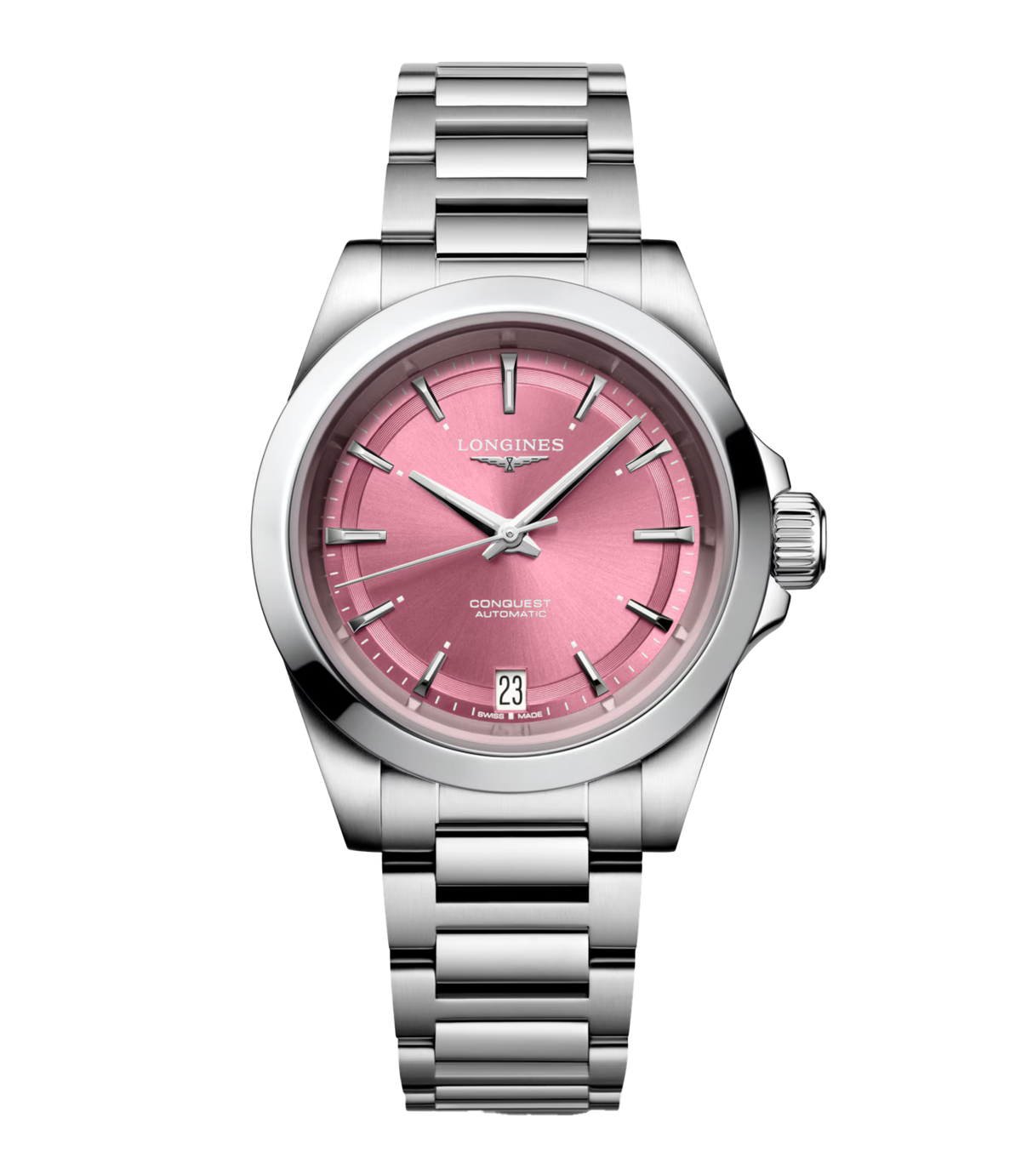 Longines Conquest 34mm Watch with Pink Dial