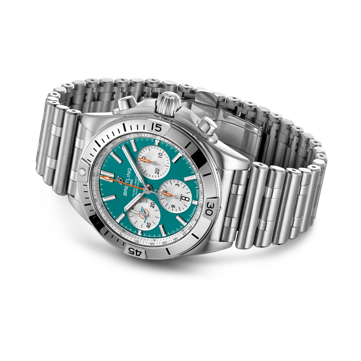 Breitling Chronomat B01 42 NFL Miami Dolphins Edition with Stainless Steel Bracelet
