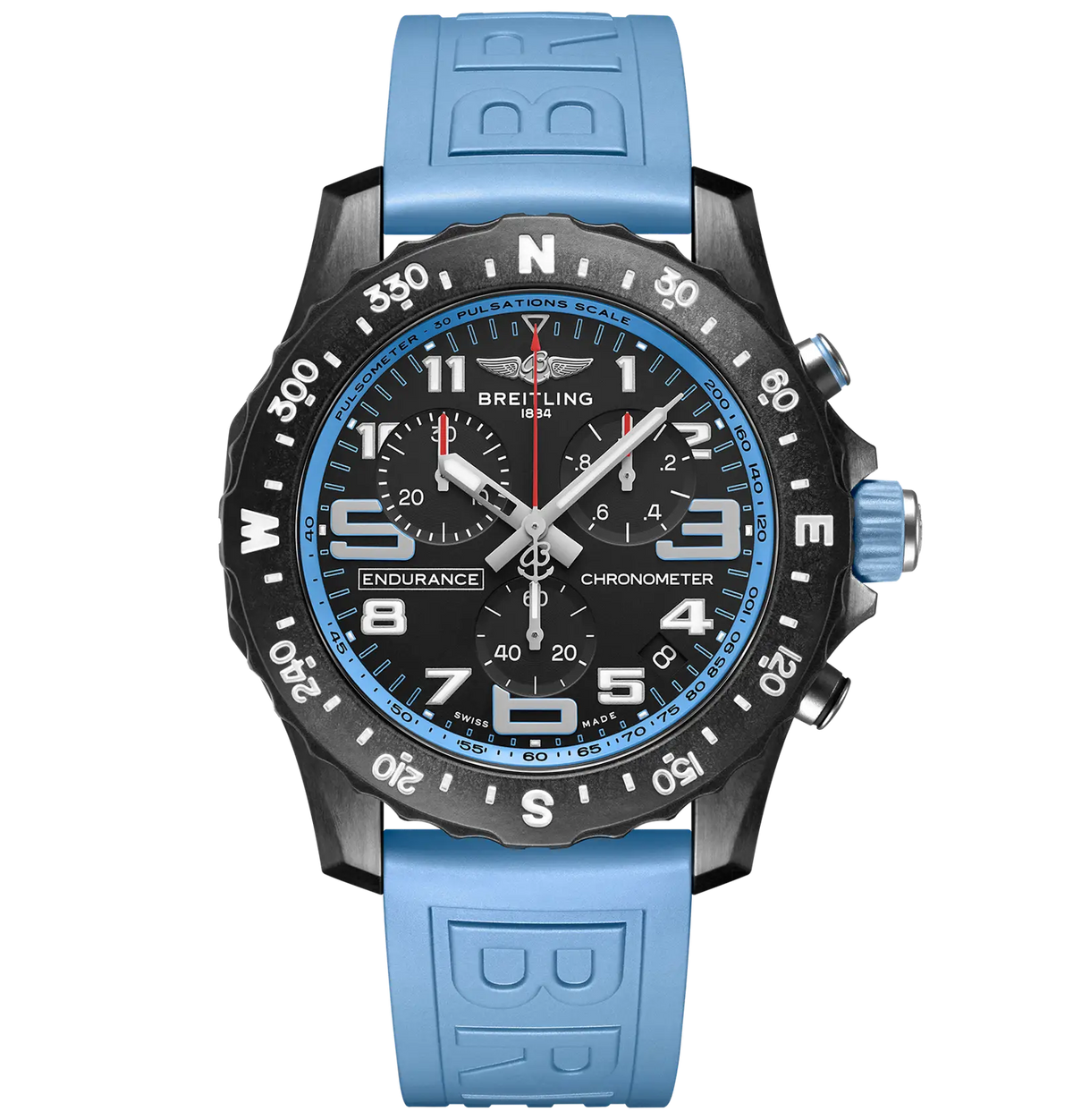 Breitling Professional Endurance Pro 44 Watch with Light Blue Rubber Strap