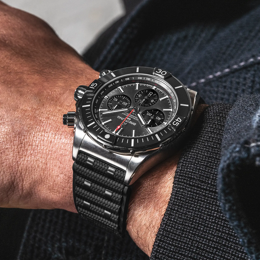 Breitling Super Chronomat B01 44 Watch with Black Rubber Strap