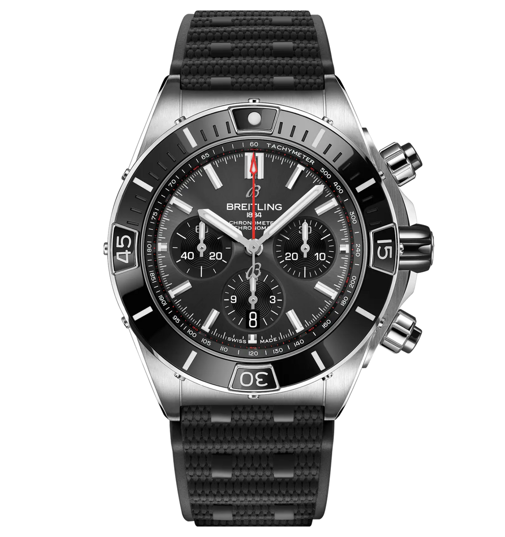 Breitling Super Chronomat B01 44 Watch with Black Rubber Strap