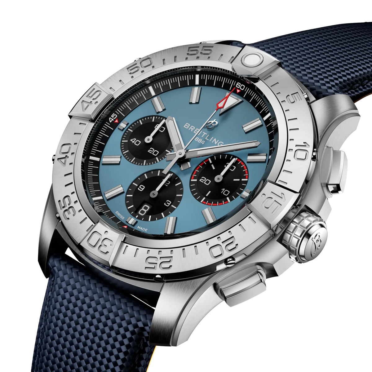 Breitling Super Avenger B01 Chronograph 46 Watch with Blue Leather Strap