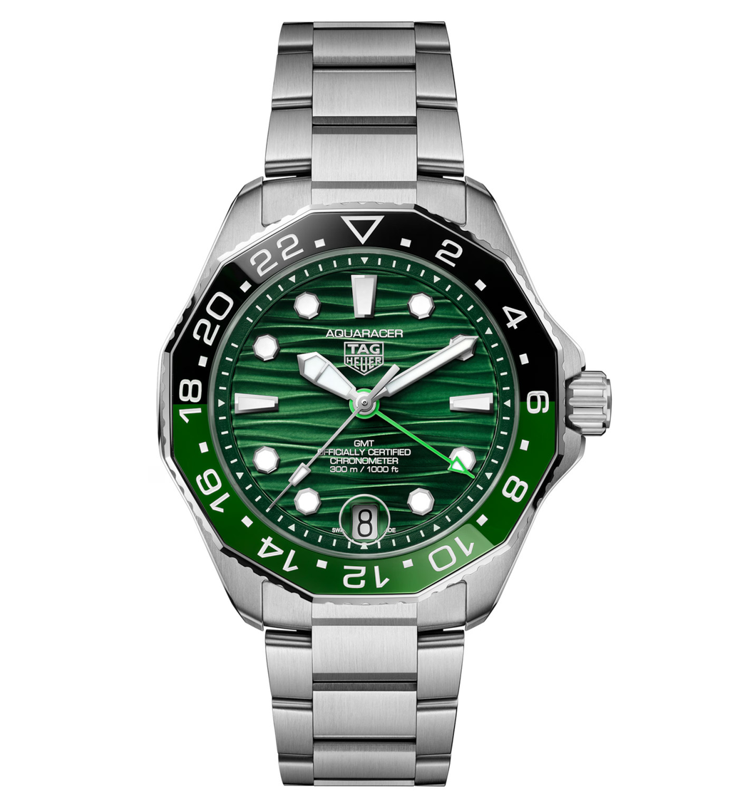 TAG Heuer Aquaracer Professional 300 GMT Watch with Green Dial