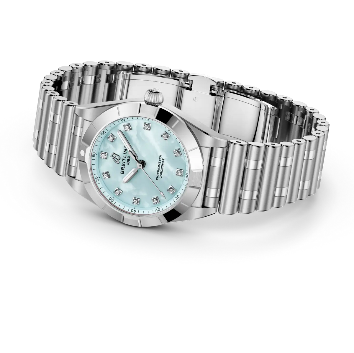 Breitling Chronomat 28 Watch with Blue Mother of Pearl Dial