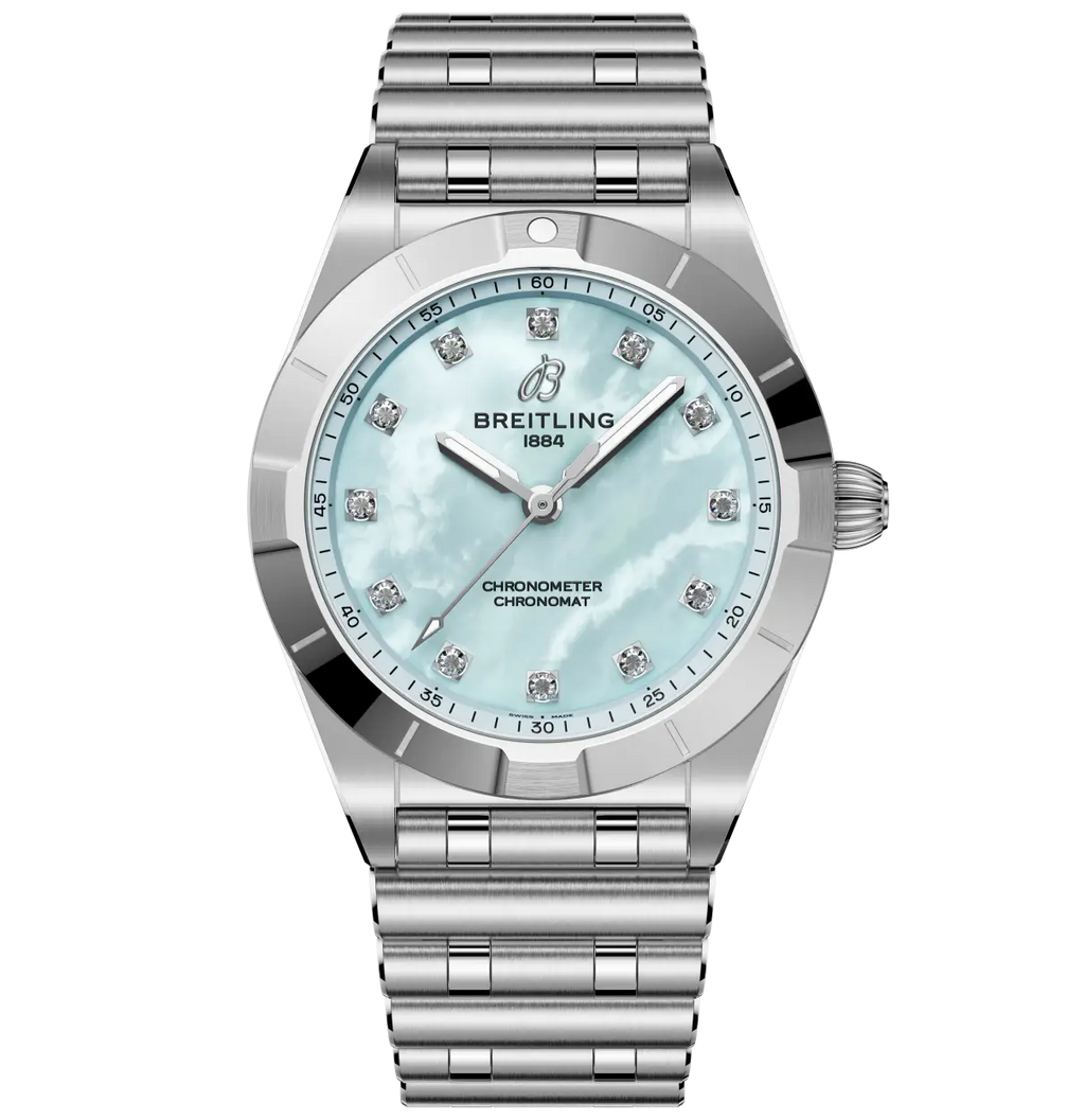 Breitling Chronomat 28 Watch with Blue Mother of Pearl Dial