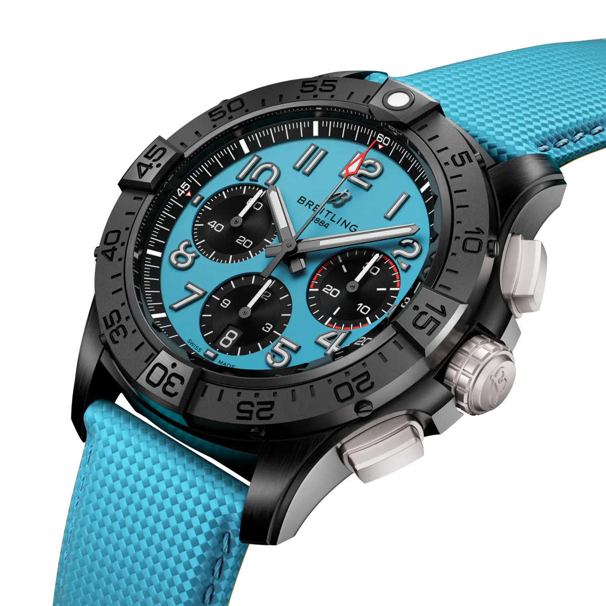 Breitling Avenger B01 Chronograph 42 Night Mission Watch with Turquoise Strap