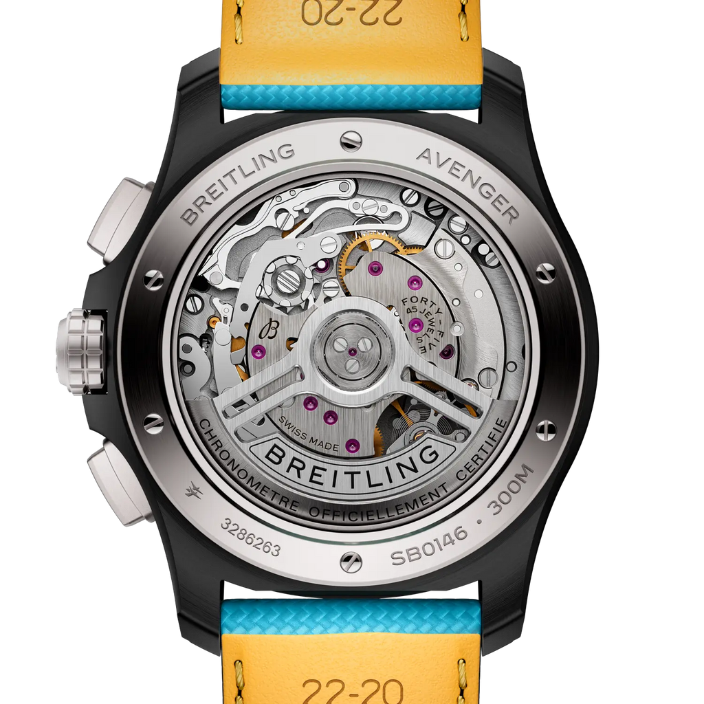 Breitling Avenger B01 Chronograph 42 Night Mission Watch with Turquoise Strap
