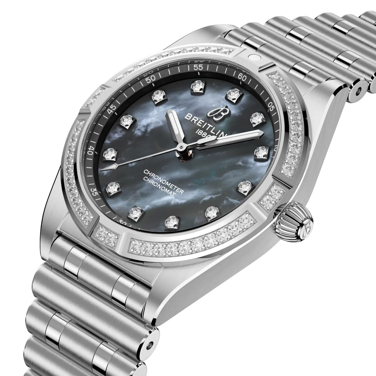 Breitling Chronomat 28 Watch with Black Mother of Pearl Dial