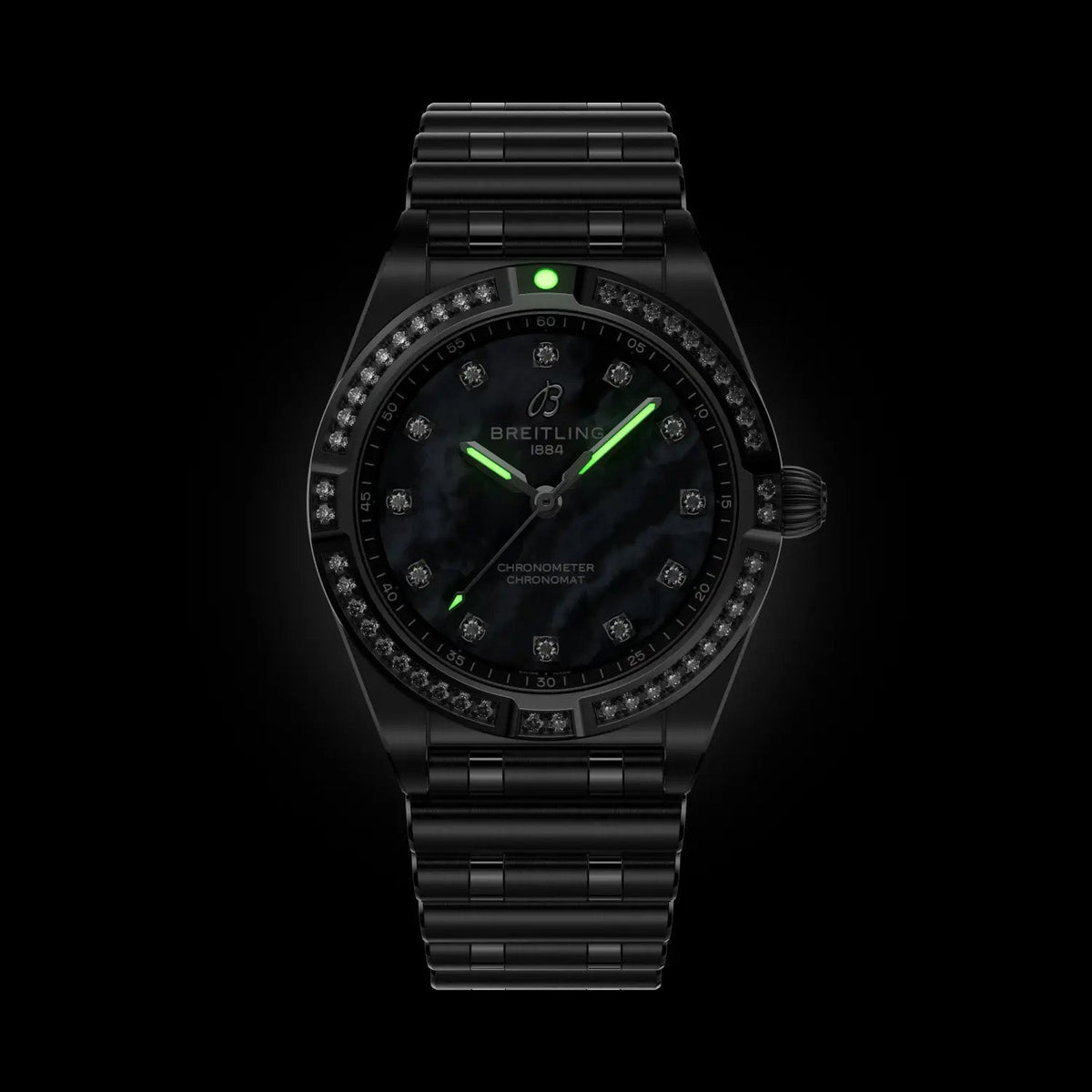 Breitling Chronomat 28 Watch with Black Mother of Pearl Dial