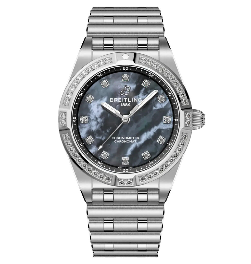 Breitling Chronomat 28 Watch with Black Mother of Pearl Dial