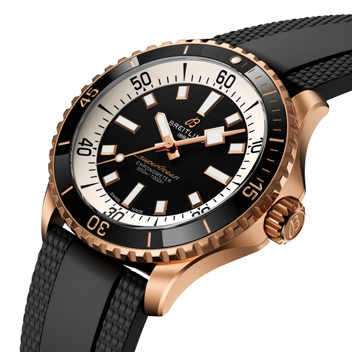 Breitling Superocean Automatic 42 Watch with Black Rubber Strap