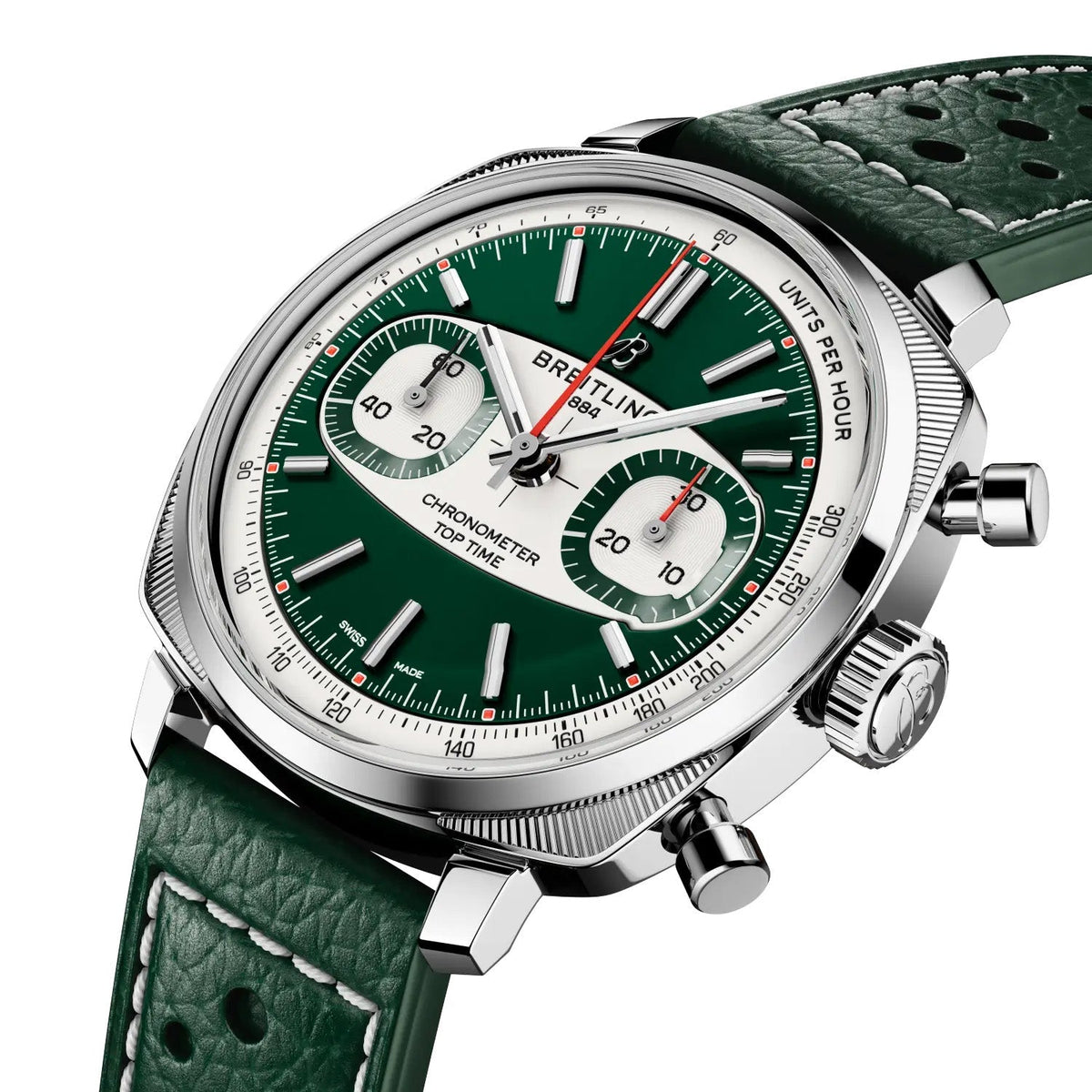 Breitling Top Time B01 Racing 38mm Watch with Green Leather Strap, Limited Edition