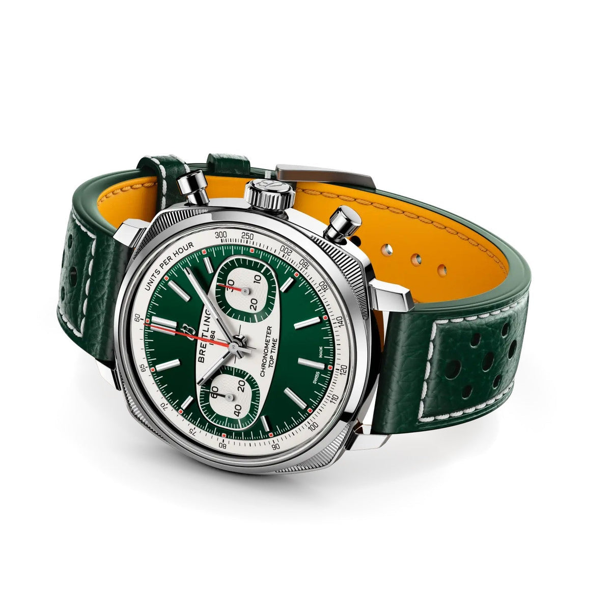 Breitling Top Time B01 Racing 38mm Watch with Green Leather Strap, Limited Edition